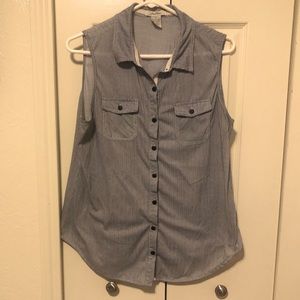 Love Potion blue stripe button down too. Size M.